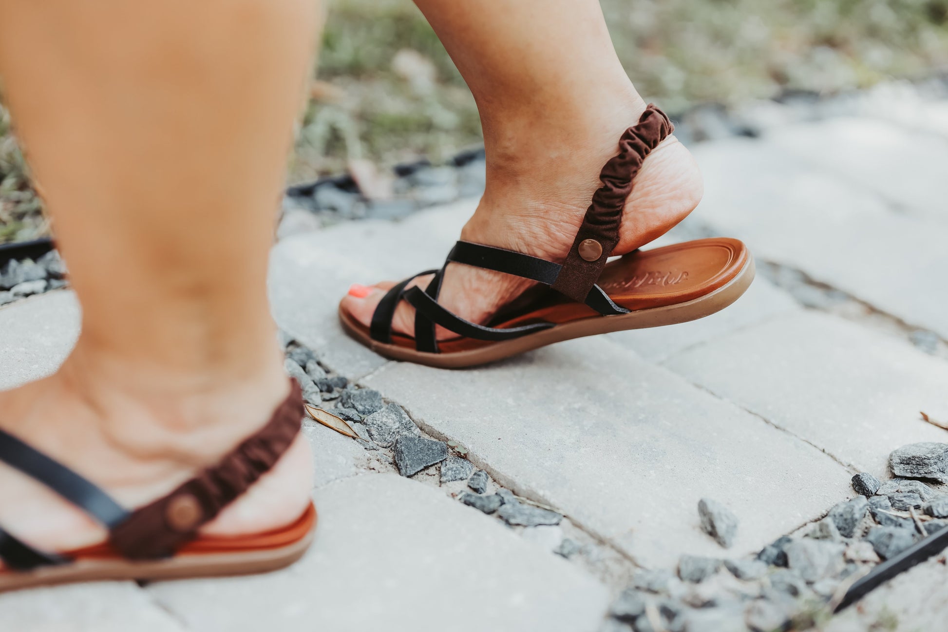 brown shoe backstrap, sandal, flip flop